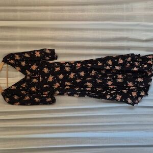 Free People Black Floral Maxi Cotton 100% Dress 8